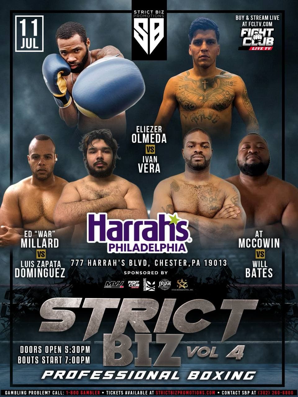 Harrah's Philadelphia Casino Boxing | July 11th 2026 boxing event poster