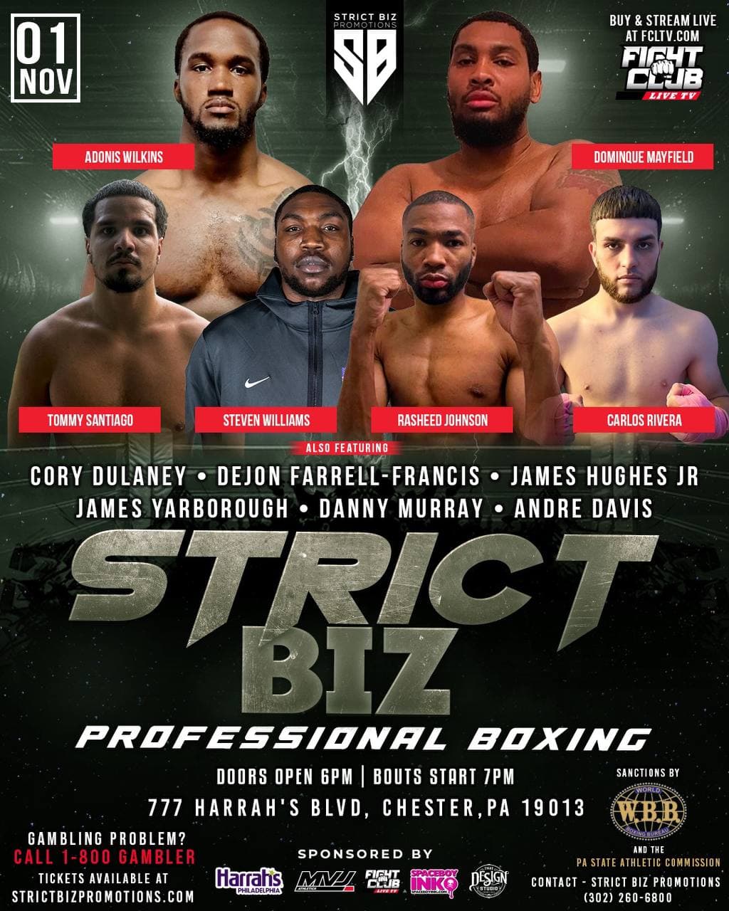Strict Biz Promotions Boxing Event: Harrahโs Philly Nov 1, 2025