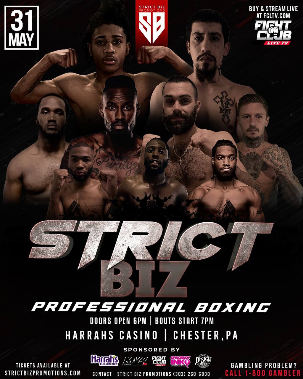 Strict Biz Promotions will be hosting a professional boxing event May 31st at Harrah's Casino in Philadelphia, PA